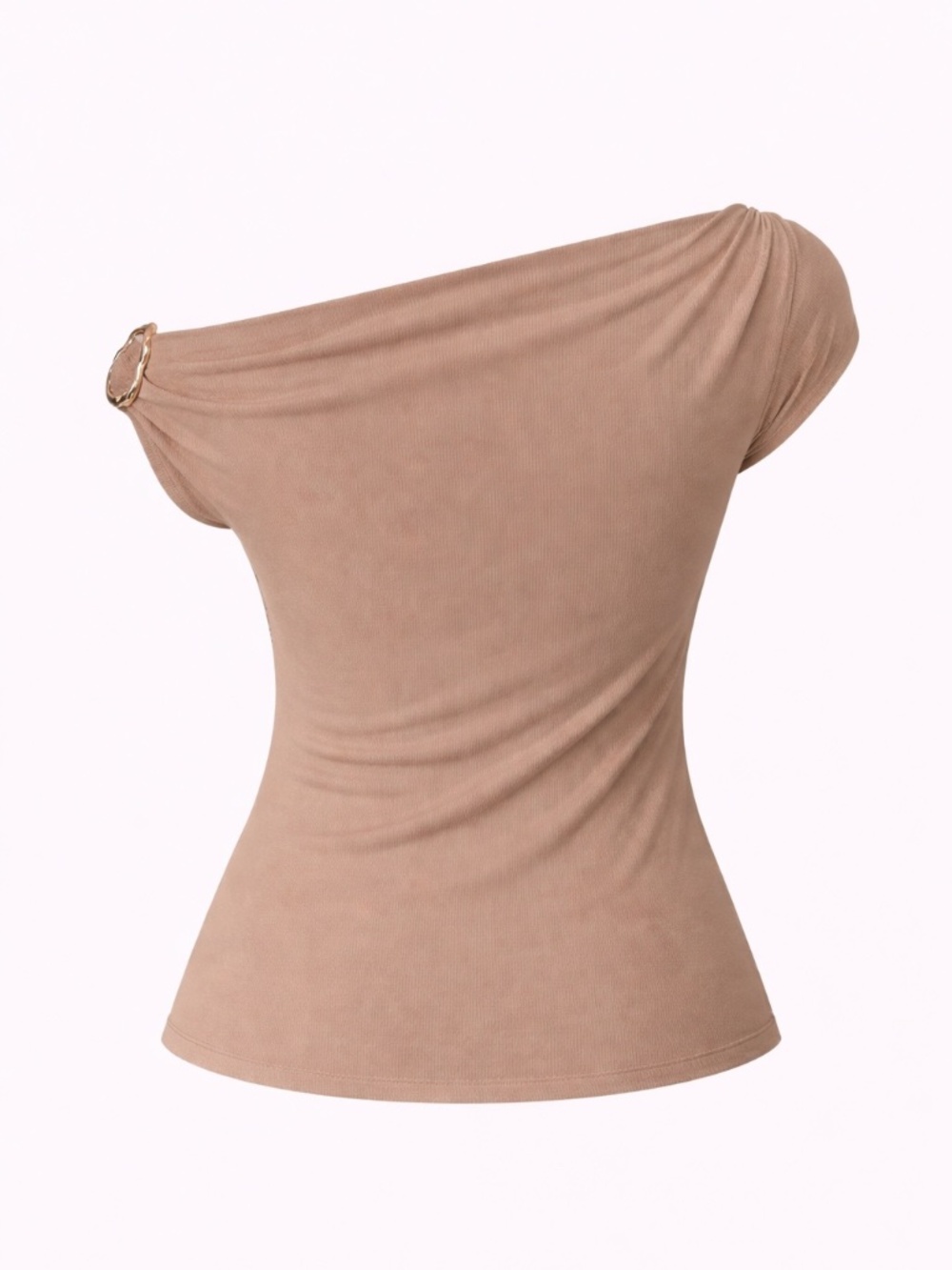 One-Shoulder Ruched Blouse - Picture 2 of 4